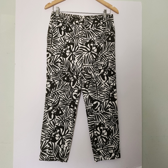 Kate Spade Green & White Tropical Print Capri Pants Size 0 - Picture 1 of 10